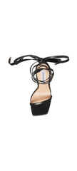 Steve Madden Uplift Black Leather Tie Up Square Toe Ankle Wrap Dress Sandal