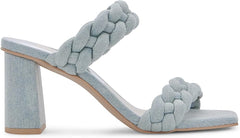 Dolce Vita Paily Light Blue Denim Braided Straps Open Toe Block Heeled Sandals