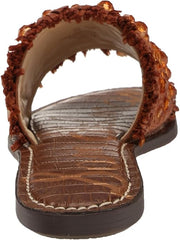 Sam Edelman Gladys Cuoio Raffia Open Toe Slip On Flat Slides Fashion Sandals