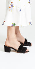 Schutz Adcelle Black Open Toe Block Heeled Slip On Mule Block Heel Sandals