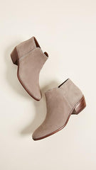 Sam Edelman Petty Putty Suede Rounded Toe Stacked Block Heel Ankle Booties Wide