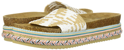 LFL by Lust for Life Pike White Raffia Slip On Platform Open Toe Wedge Sandals