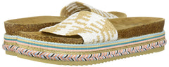 LFL by Lust for Life Pike White Raffia Slip On Platform Open Toe Wedge Sandals