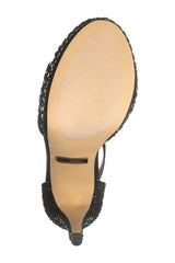 Lauren Lorraine Eifel Open Toe Rhinestone Ankle Strap Open Platform Prom Pumps
