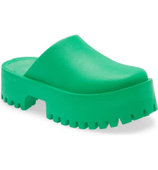 Jeffrey Campbell Clogge Green Fashion Slip On Slide Chunky Platform Mule Sandals