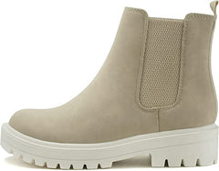Soda Pilot Sand Nbpu Pull On Round Toe Chunky Platform Wide Ankle Chelsea Boots