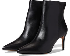 Schutz Black Leather Bootie  Pointed Toe Willowy High Heels Chelsea Boots