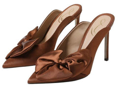 Sam Edelman Azalea Cocoa Bronze Slip On Pointed Toe Bow Detailed Stiletto Pumps