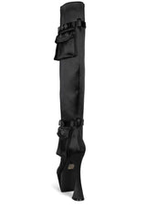 Jeffrey Campbell Secretz Black Pointed Toe Spool Heel Pocket Pouch Dress Boots