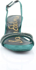 Sam Edelman Ronan Green Ivy Crystal Rhinestone Ankle Strap Open Toe Heel Sandals