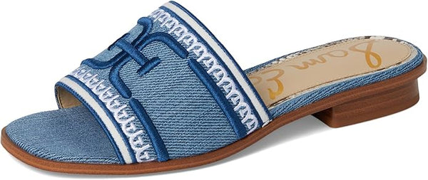 Sam Edelman Stevie Navy Multi Squared Open Toe Slip On Fashion Slides Sandals