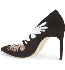 Brian Atwood VICTORY Cutout Pointy Toe Black Clear Flame Pointed Stiletto Pumps