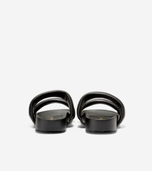 Cole Haan Mojave Double Band Black Leather Slip On Rounded Open Toe Flat Sandals