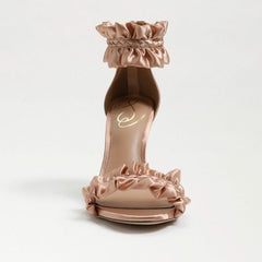 Sam Edelman Sawyer Rosa Open Toe Ruffles Trim Braided Strap Stiletto Heel Sandal