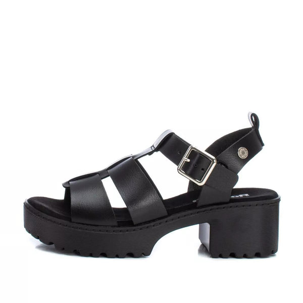 Ready Salted Jaffa2 Black Fashion Open Toe Ankle Strap Chunky Platform Sandals