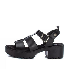 Ready Salted Jaffa2 Black Fashion Open Toe Ankle Strap Chunky Platform Sandals