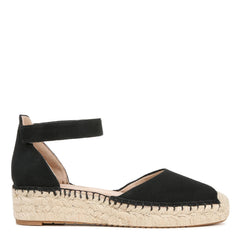 Naturalizer Sole Wren Black Fabric Fashion Ankle Strap Low Heel Espadrille Sandals