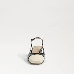 Sam Edelman Tarra Black/White Almond Toe Block Heel Slingback Heeled Sandals