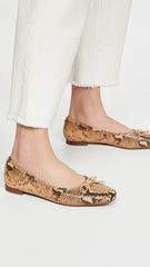 Sam Edelman Jillie Dark Wheat Leather Cushioned Pointy Toe Detailed Ballet Flats
