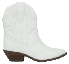 Soda Rigging-S White Pull On Pointed Close Toe Cowgirl Western Heeled Ankle Boot