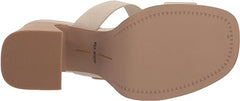 Dolce Vita Landry Ivory Nubuck Slip On Squared Toe Stacked Block Heeled Sandals