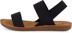 Cushionaire Ina Black Slip On Stretch Memory Foam Fashion Slip On Sandals 8.5