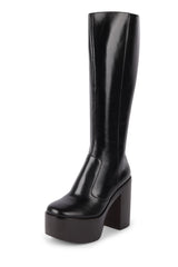 Jeffrey Campbell MEXIQUE-KH Knee High Heel Platform Block Heel Black Boots