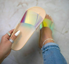 Cape Robbin Malaga Nude Clear Flip Flop Slide Sandals Open Toe Slip On Mules