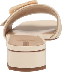 Sam Edelman Deacon Modern Ivory Squared Open Toe Buckle Slides Heeled Sandals