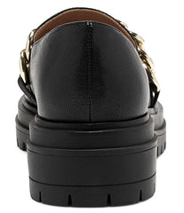 Jessica Simpson Disila Flat Chain Accent Slip On Leather Platform Loafers Black