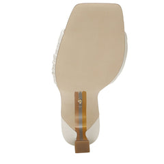 Sam Edelman Kittie Ivory Leather Slip On Open Square Toe Kitten Heel Sandals