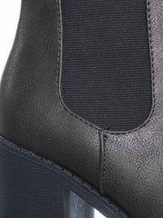 Soda Glove Chelsea Black Chunky Lug Sole Elastic Gore Wide Ankle Fashion Boots