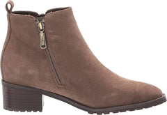 Blondo Samara Dark Taupe Almond Toe Pull On Double Zipper Block Heel Ankle Boots