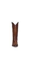 Steve Madden West Brown Leather Midcalf Western Details Block Heel Pull On Boots