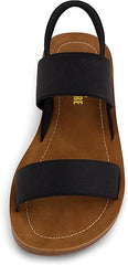 Cushionaire Ina Black Slip On Stretch Memory Foam Fashion Slip On Sandals 8.5
