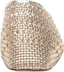 Sam Edelman Leona Gold Slip On Squared Toe Ornate Woven Detailed Flat Mules