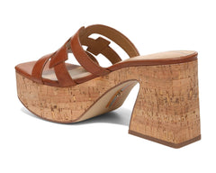 Sam Edelman Dev Saddle Cork Platform Slip On Block Heeled Open Toe Mules Sandals