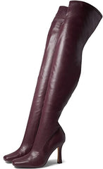 Steve Madden Prowl Burgundy Pull On Squared Close Toe Over The Knee Boot
