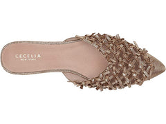 Cecelia New York Nox Mule Gold Metallic Sparkle Pointed Toe Flats Slide Sandals