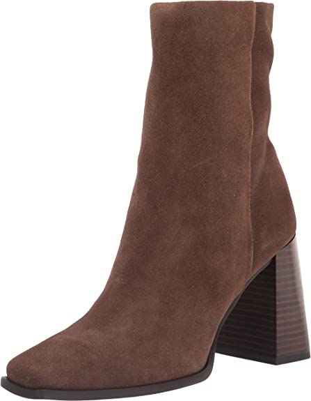 Sam Edelman Ivette Olive Taupe Side Zipper Square Toe Block Heel Ankle Boots