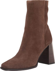 Sam Edelman Ivette Olive Taupe Side Zipper Square Toe Block Heel Ankle Boots