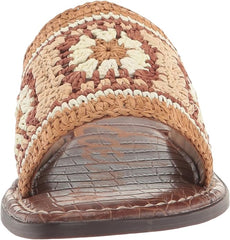 Sam Edelman Gracey Natural Multi Rounded Open Toe Woven Slip On Flats Sandals