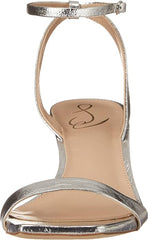 Sam Edelman Rayelle Soft Silver Ankle Strap Open Toe Kitten Heeled Dress Sandals