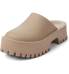 Jeffrey Campbell Clogge Taupe Fashion Slip On Chunky Platform Mule Clog Sandals