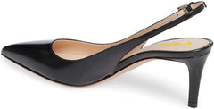 FSJ SlingBack Black Fashion SlingBack Ankle Strap Low Stiletto  Pointed Toe