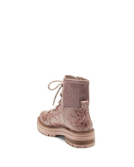 Louise Et Cie Sheena Soft Rose Nude Leather Lace-Up Classic Combat Lug Boots