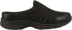 Easy Spirit Travel Time Black Round Leather Comfort Closed Toe Slip On Mule Clog Wide