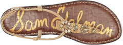 Sam Edelman Gigi Bleached Beechwood Embossed Open Toe Ankle Strap Flats Sandals