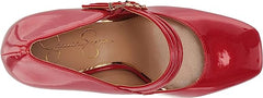Jessica Simpson Darena Richest Red Buckle Straps Block High Heel Platform Sandal