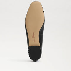 Sam Edelman Maren Black/Leather Slip On Squared Toe Bow Detailed Ballet Flats